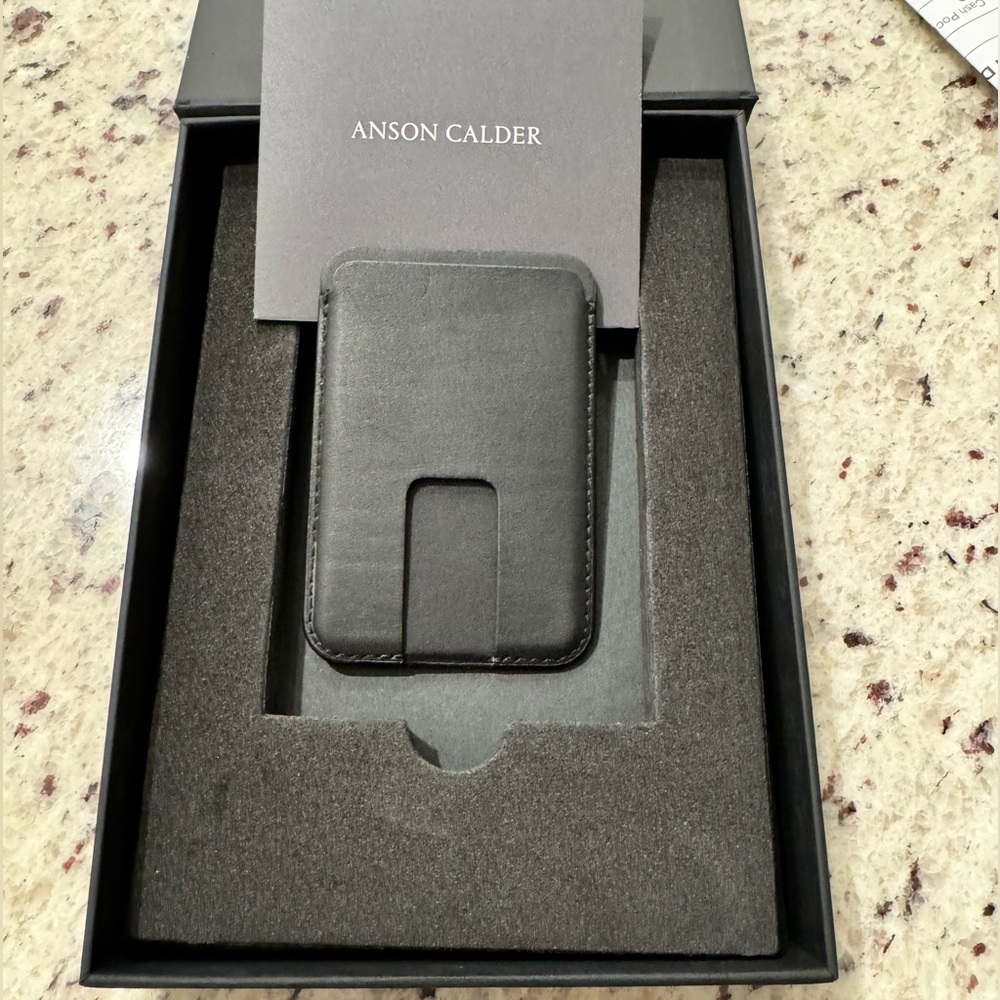 Never used Anson Calder iPhone MagSafe wallet in black calfskin leather